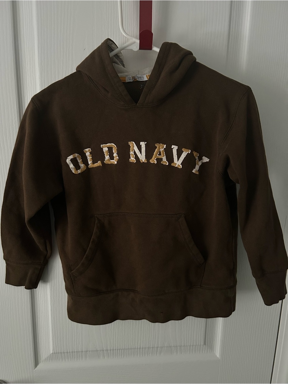Old Navy Brown Kids Hoodie with White & Gold Lettering